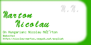 marton nicolau business card